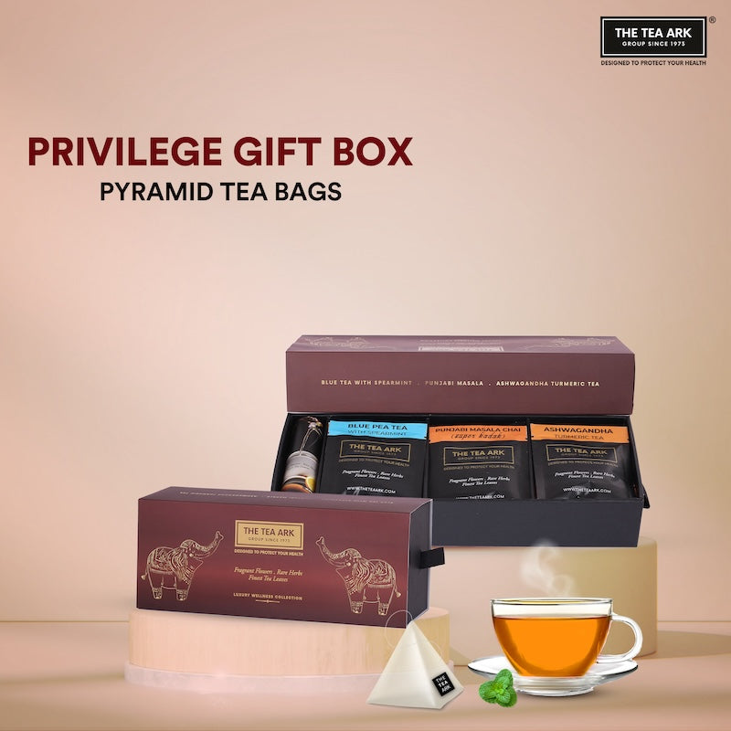 The Tea Ark Privilege Tea Gift Box, 3 Flavours, 21 Pyramid Tea Bags