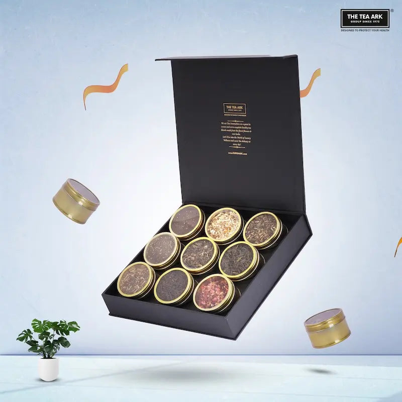 The Tea Ark Founder's Choice Tea Gift Box with 9 Different Types of Assorted Tea Flavours
