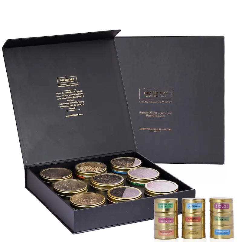 The Tea Ark Founder's Choice Tea Gift Box with 9 Different Types of Assorted Tea Flavours