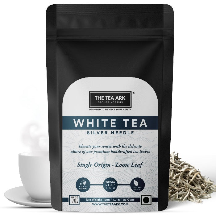 The Tea Ark Silver Needle White Tea from Darjeeling, Single Origin - Loose Leaf (50g Pouch)