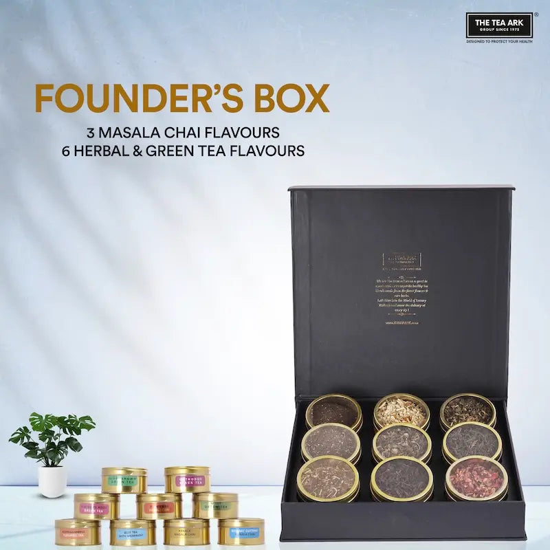 The Tea Ark Founder's Choice Tea Gift Box with 9 Different Types of Assorted Tea Flavours