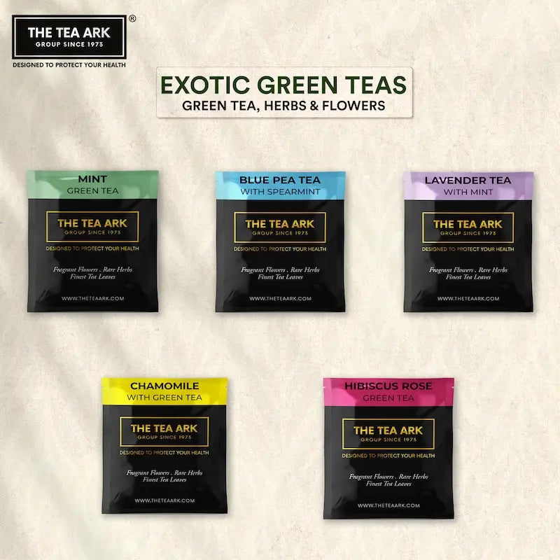 The Tea Ark Assorted Collection Pyramid Tea Bags, 10 Variants with 2 Pcs Each, Whole Leaf Blends, Sampler Pack - 20 Tea Bags