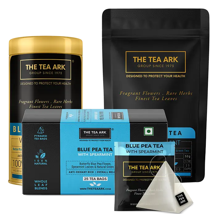 The Tea Ark Blue Pea Tea, Spearmint, Green Tea