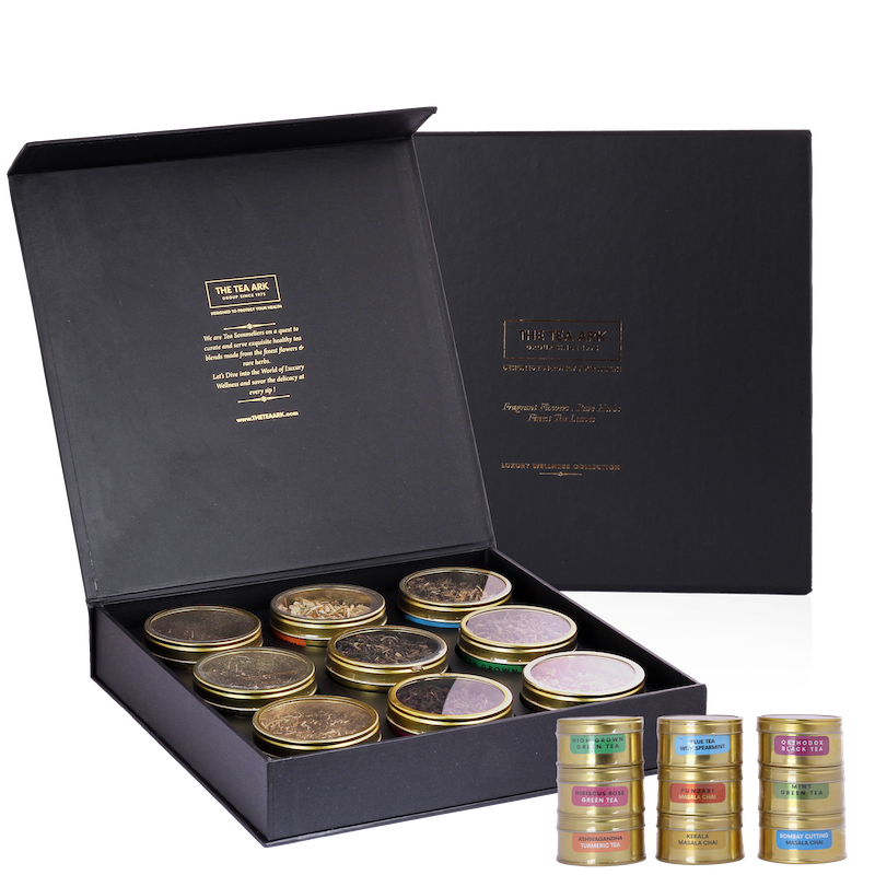 The Tea Ark Founder's Choice Tea Gift Box with 9 Different Types of Assorted Tea Flavours
