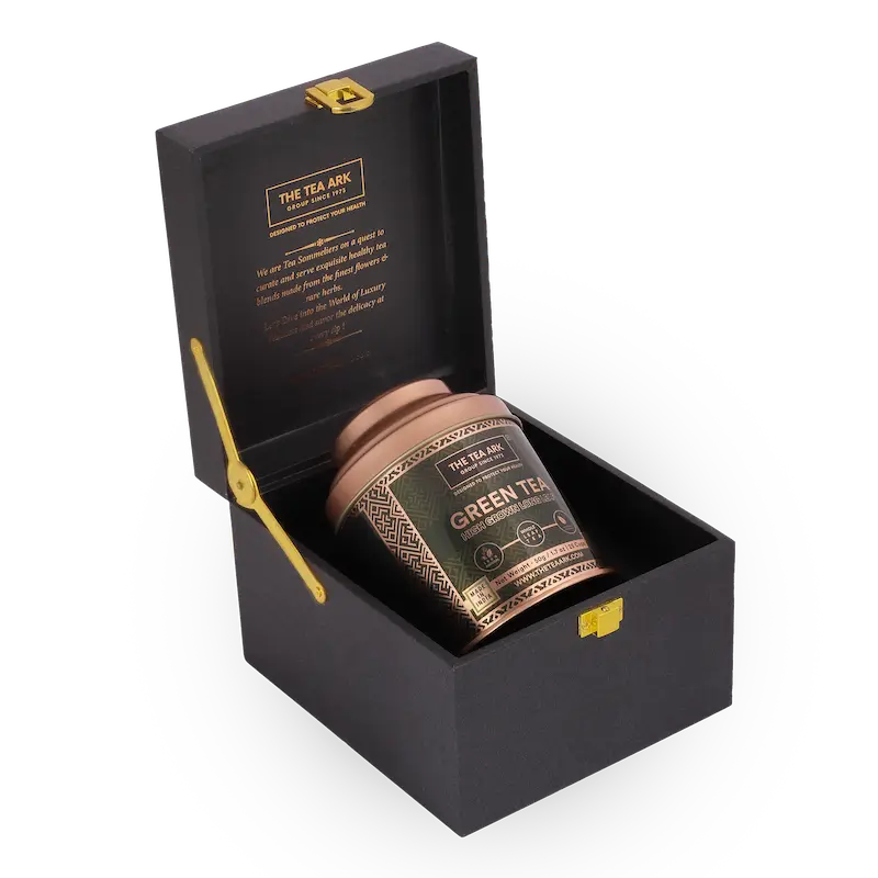 The Tea Ark Delight Gift Box with High Grown Long Leaf Green Tea, 50g Tin