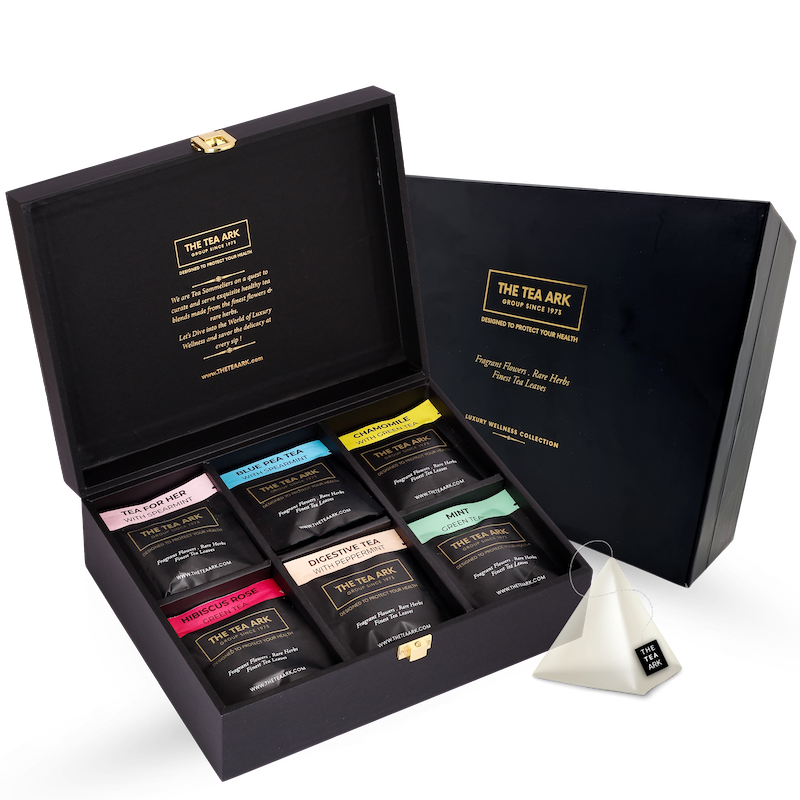 The Tea Ark Signature Select Assorted Tea Bags Gift Box, 6 Flavours, 36 Pyramid Tea Bags