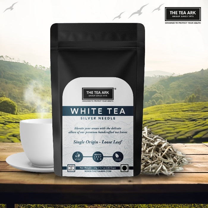 The Tea Ark Silver Needle White Tea from Darjeeling, Single Origin - Loose Leaf (50g Pouch)