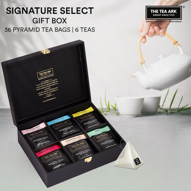 The Tea Ark Signature Select Assorted Tea Bags Gift Box, 6 Flavours, 36 Pyramid Tea Bags