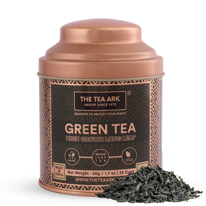 The Tea Ark Delight Gift Box with High Grown Long Leaf Green Tea, 50g Tin