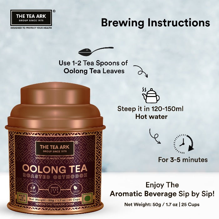 The Tea Ark Oolong Tea Leaves, Roasted Orthodox Herbal Tea, 50g