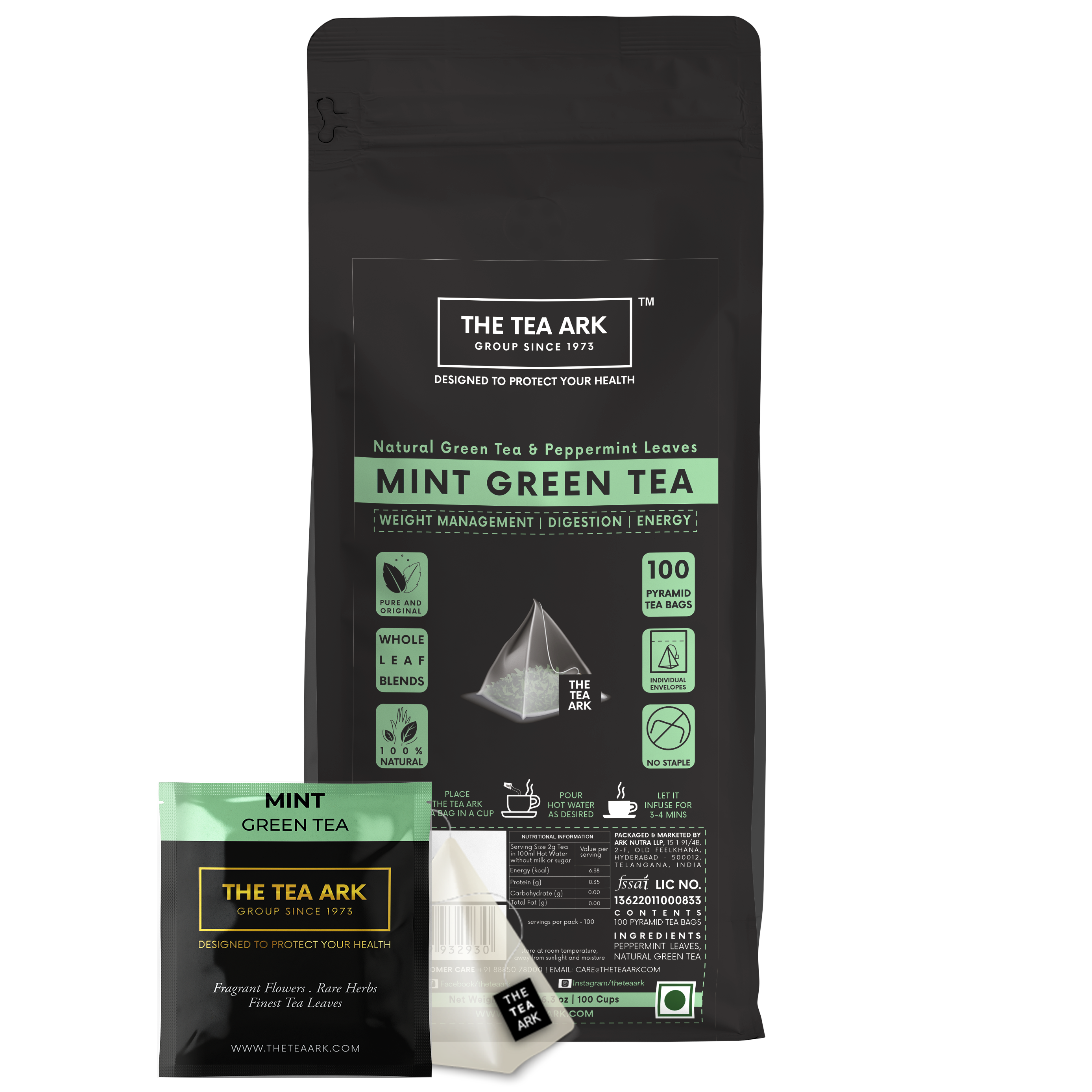 The Tea Ark Mint Green Tea for Weight Management, Digestion Support, Energy Booster
