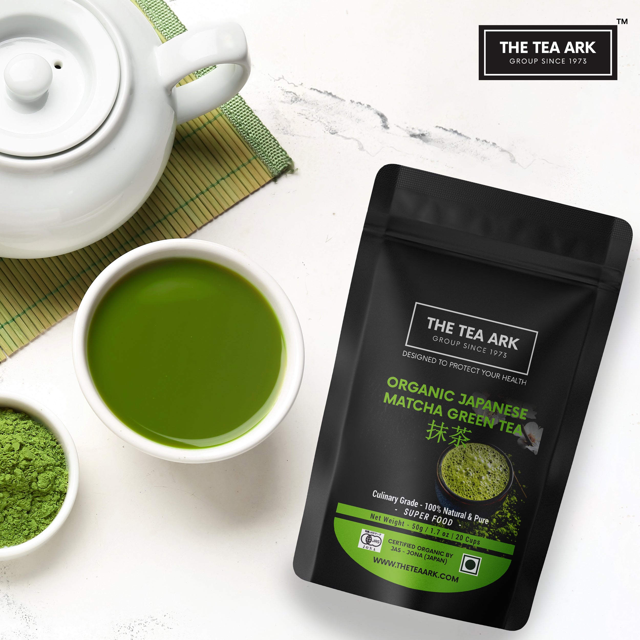 The Tea Ark Organic Matcha Green Tea Powder, Japanese Superfood (20 Cups), 50g