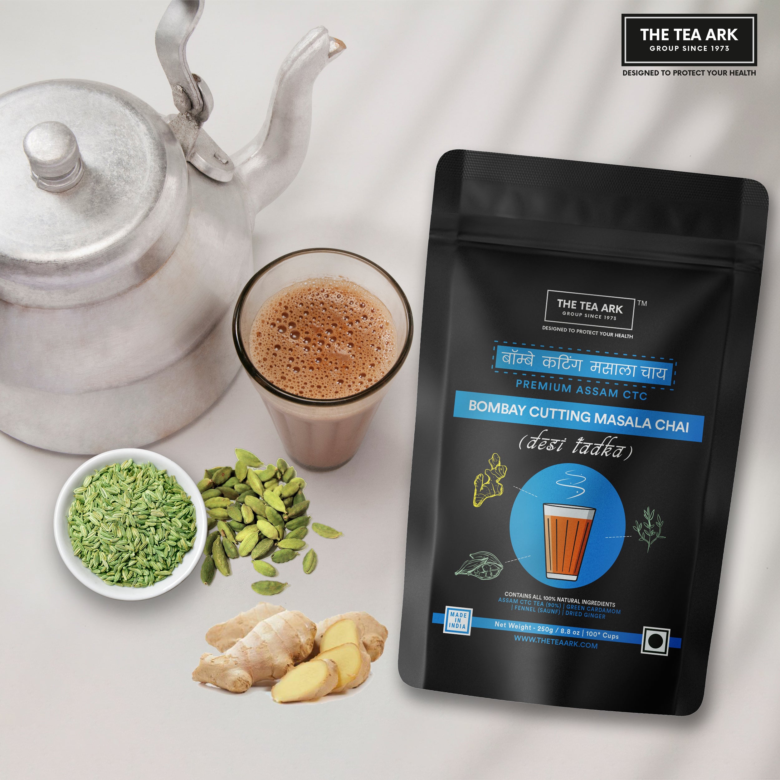 The Tea Ark Bombay Cutting Chai, Desi Tadka with Premium Assam CTC, 250g